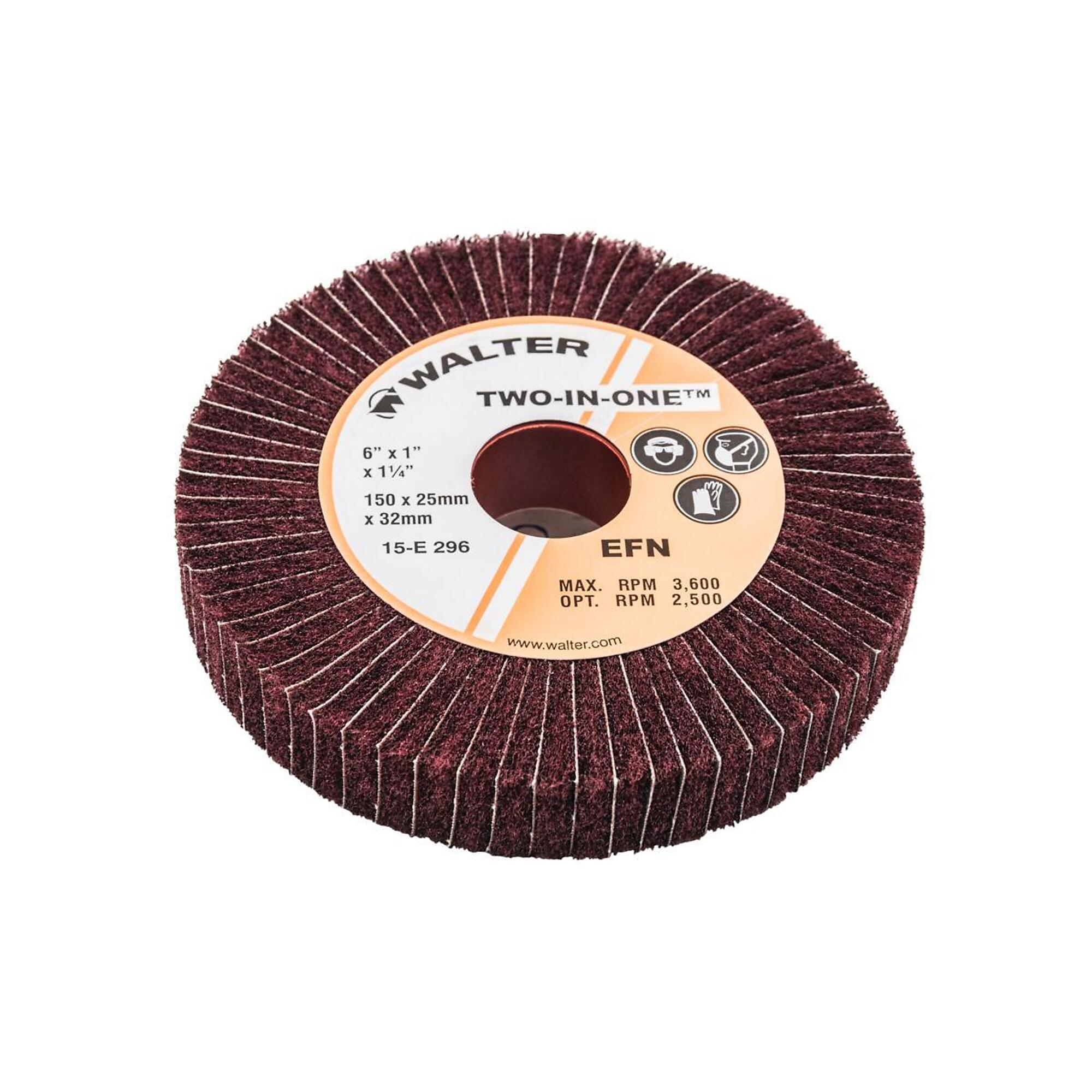 Walter Two-In-One Flap Wheel — 6in. x 1in., Extra Fine, Pack of 10, Model# 15E296